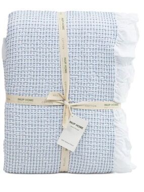 INUP HOME Waffle Cotton Blanket in Blue